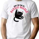 Give Em The Ol Razzle Dazzle Cat Funny Premium Heavyweight Cotton T-Shirt - White