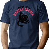 Give Em The Ol Razzle Dazzle Cat Funny Premium Heavyweight Cotton T-Shirt - Navy