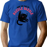 Give Em The Ol Razzle Dazzle Cat Funny Premium Heavyweight Cotton T-Shirt - Blue