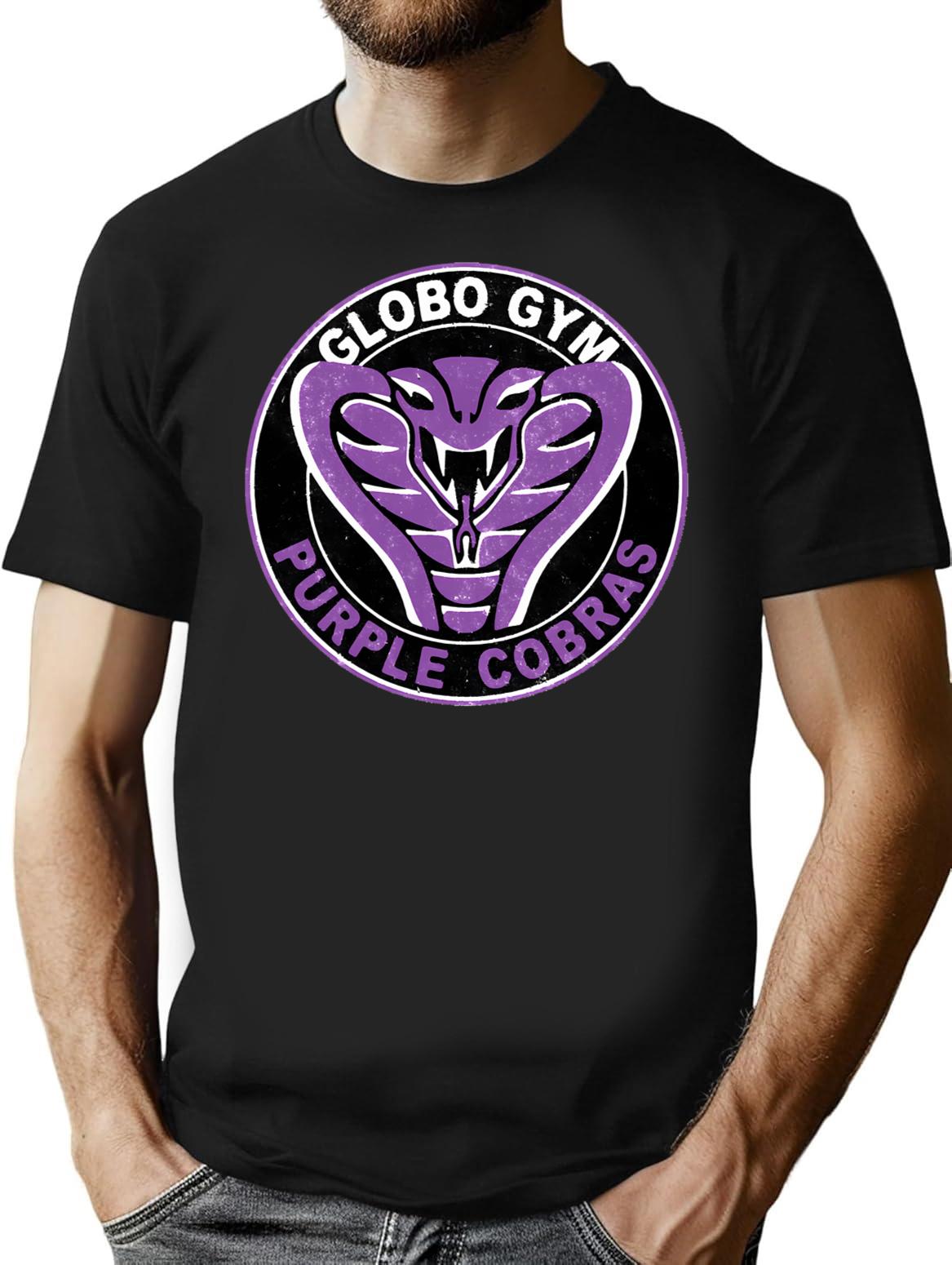 Globo Gym Purple Cobras Vintage Logo T-Shirt for Men & Women, T-Shirts Graphic Tee - Black