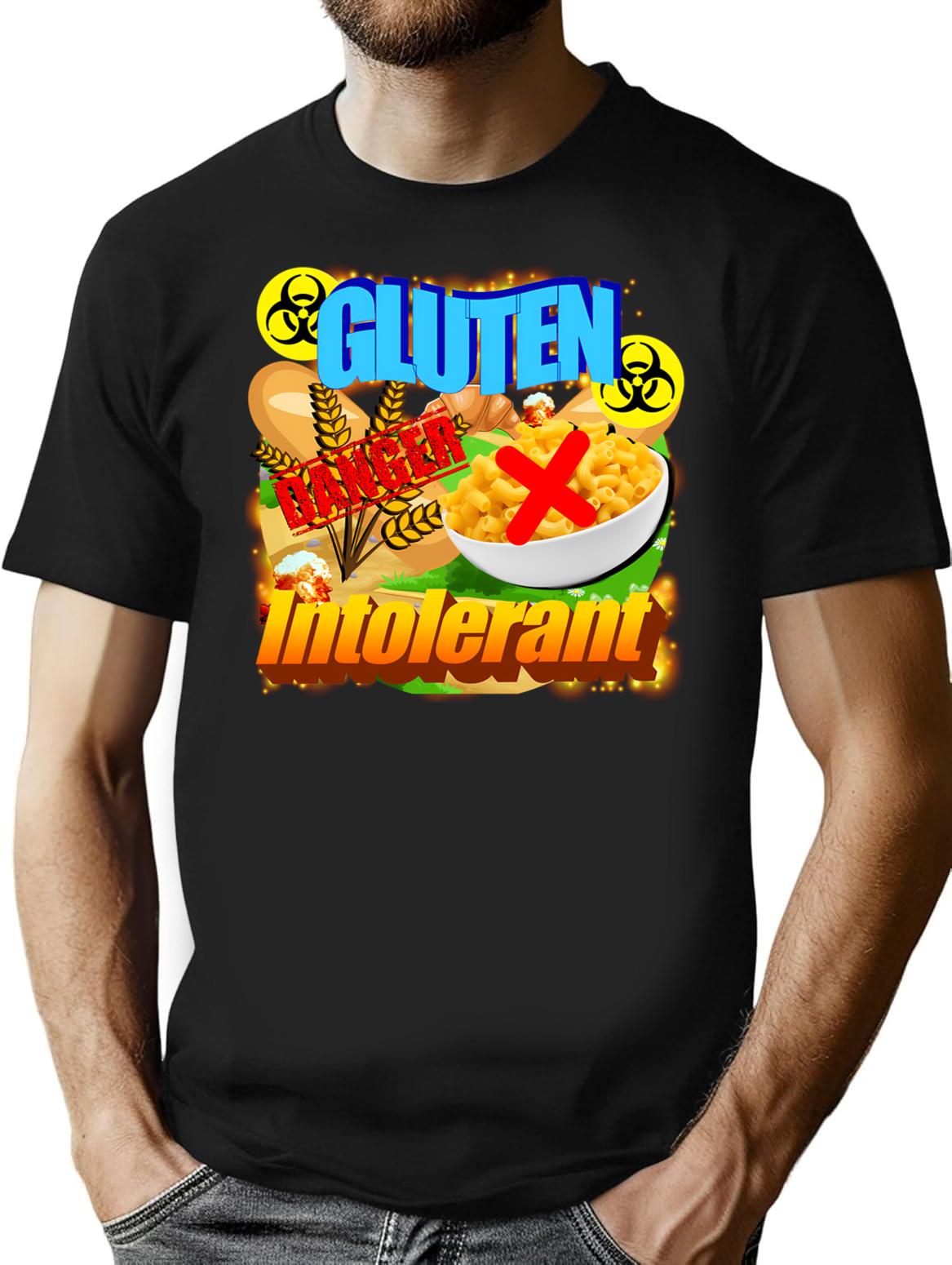 Gluten Intolerant T-Shirt for Men & Women, T-Shirts Graphic Tee - Black