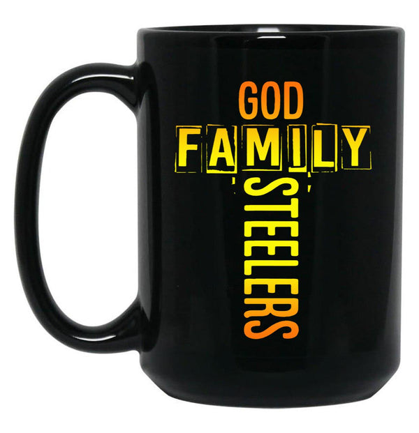 God Family Steeler Black Coffee Mug, Gift Coffee Mug - Black