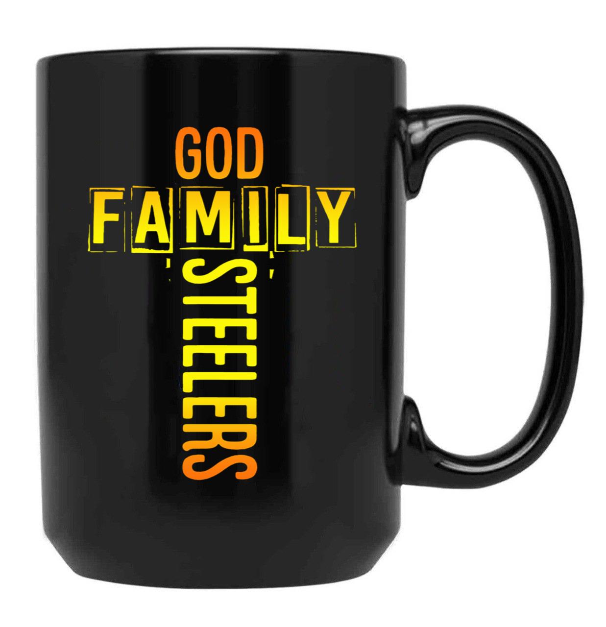 God Family Steeler Black Coffee Mug, Gift Coffee Mug