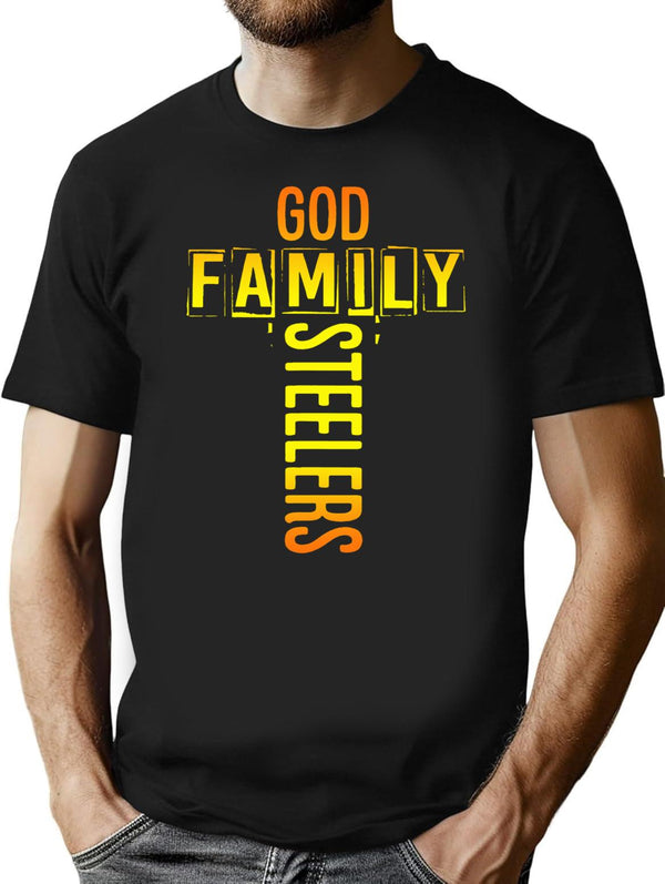 God Family Steeler Premium Heavyweight Cotton T-Shirt - Black