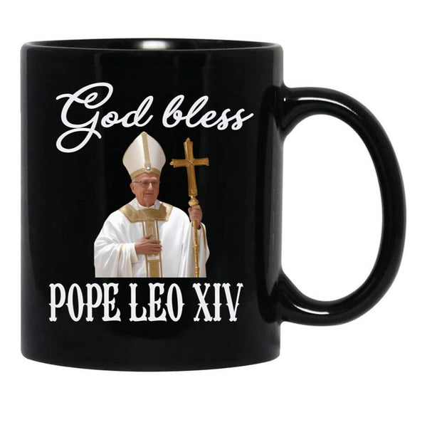 God Save Pope Leo Xiv Black Coffee Mug - Black