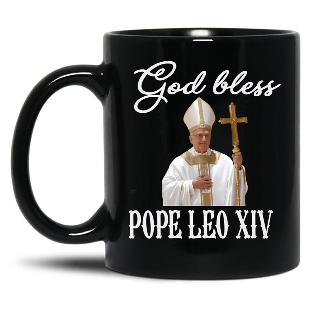 God Save Pope Leo Xiv Black Coffee Mug