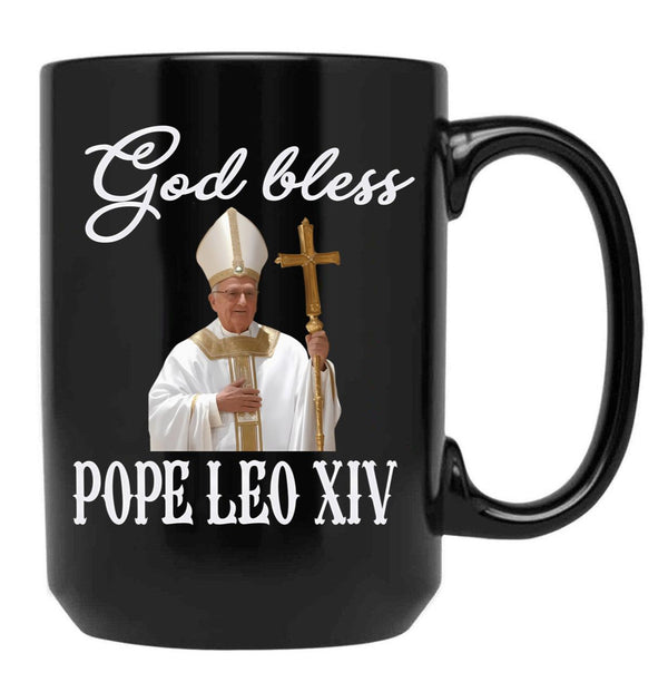 God Save Pope Leo Xiv Black Coffee Mug - Black