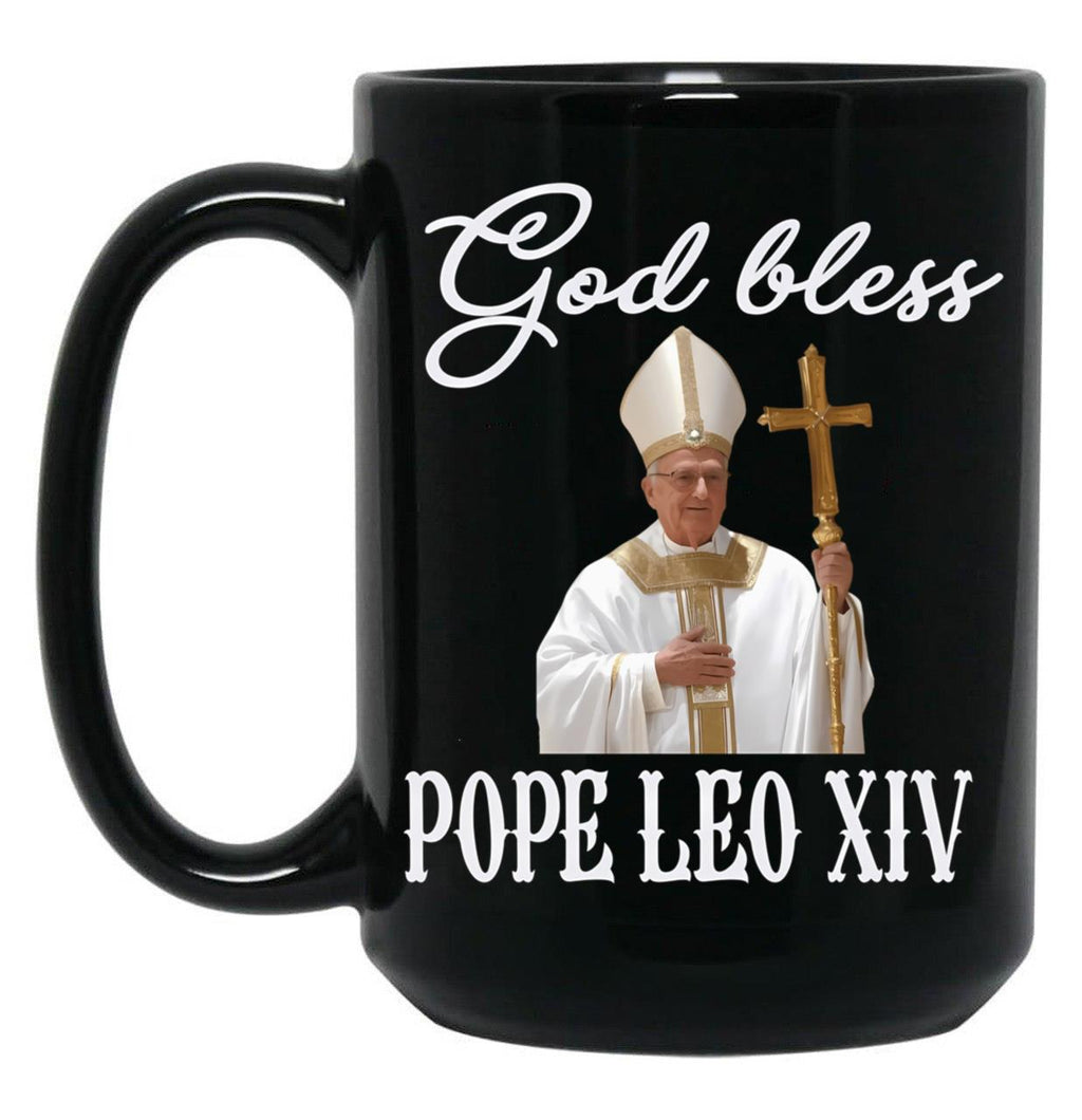 God Save Pope Leo Xiv Black Coffee Mug
