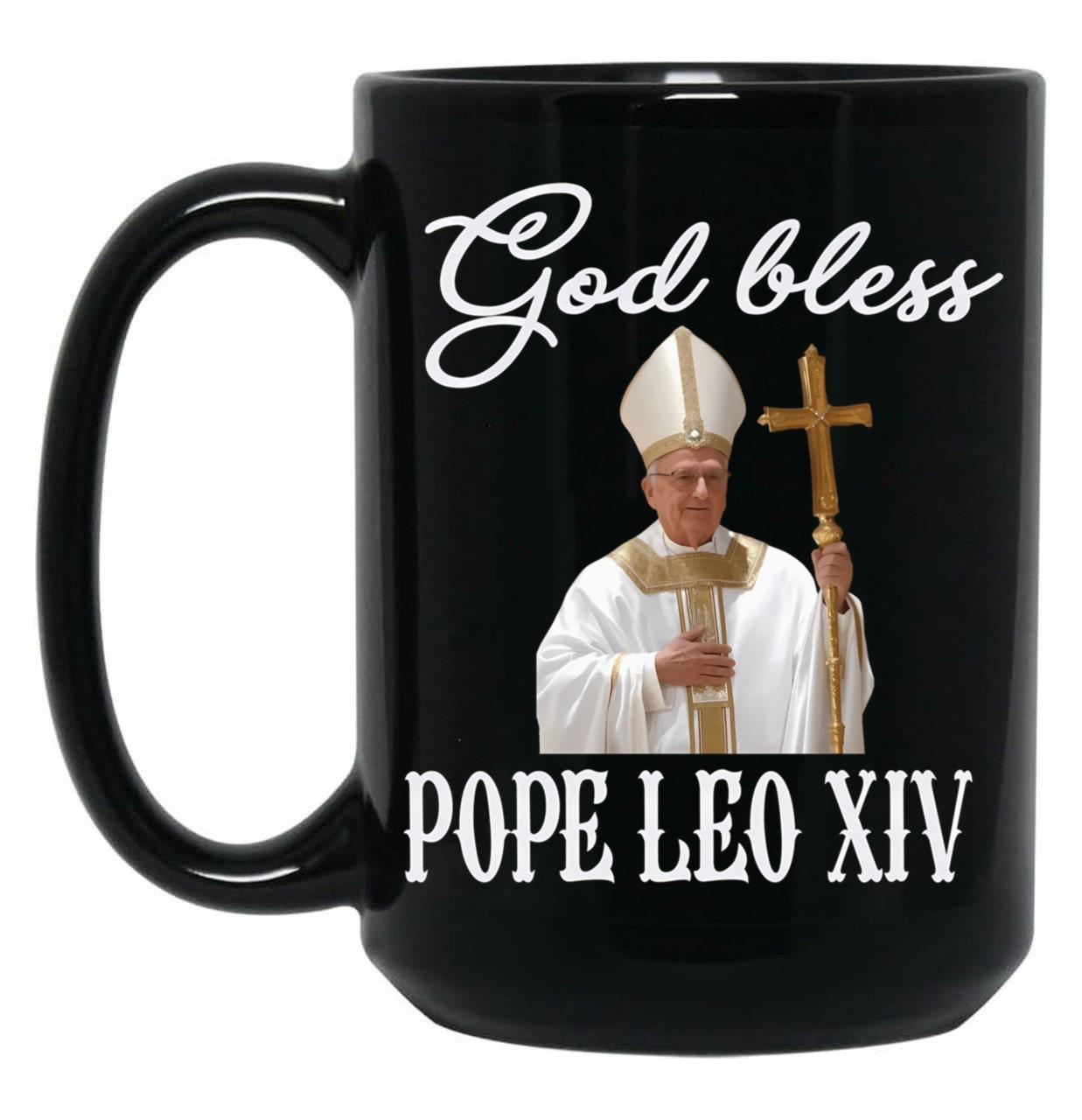 God Save Pope Leo Xiv Black Coffee Mug