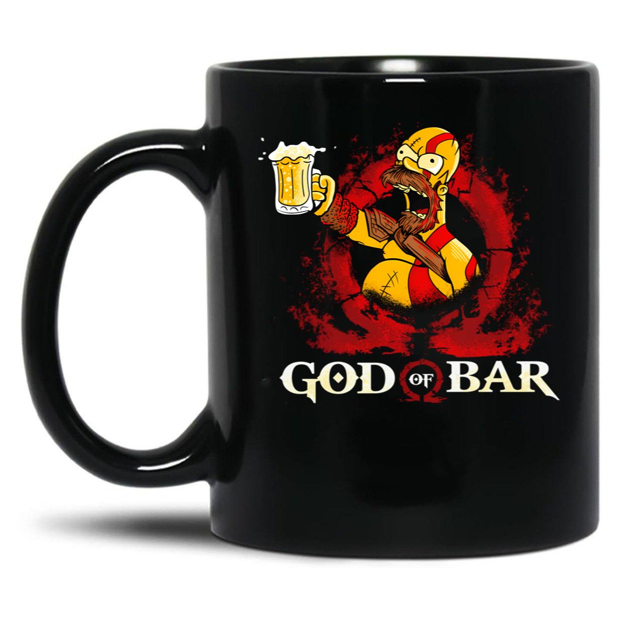 God of Bar Homer-Sim.Pson Parody KRA-TOS Funny God.of.War Black Coffee Mug, Gift Coffee Mug