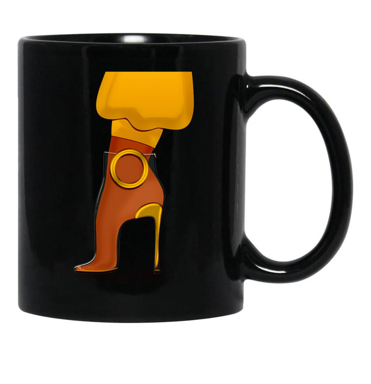 Golden And Transparent High Heel Shoe - Transparent Background Black Coffee Mug - Black