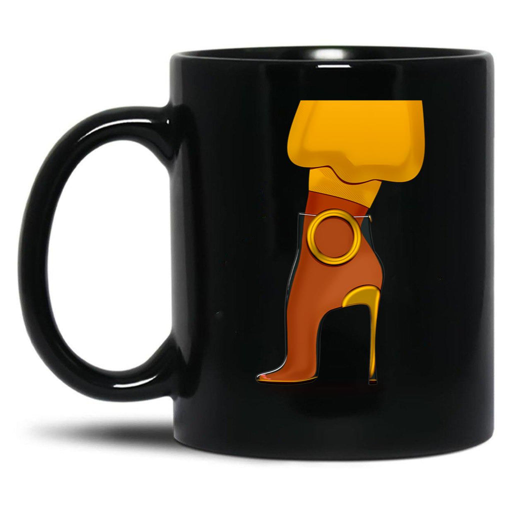 Golden And Transparent High Heel Shoe - Transparent Background Black Coffee Mug