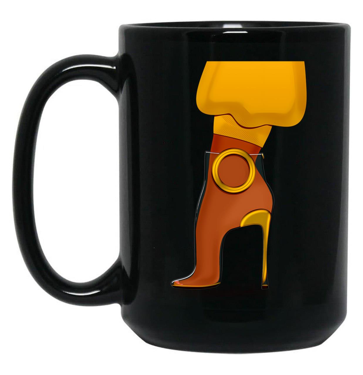 Golden And Transparent High Heel Shoe - Transparent Background Black Coffee Mug