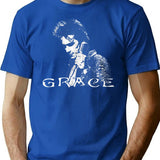 Grace - Minimalist White Cover T-Shirt for Men & Women, T-Shirts Graphic Tee - Blue