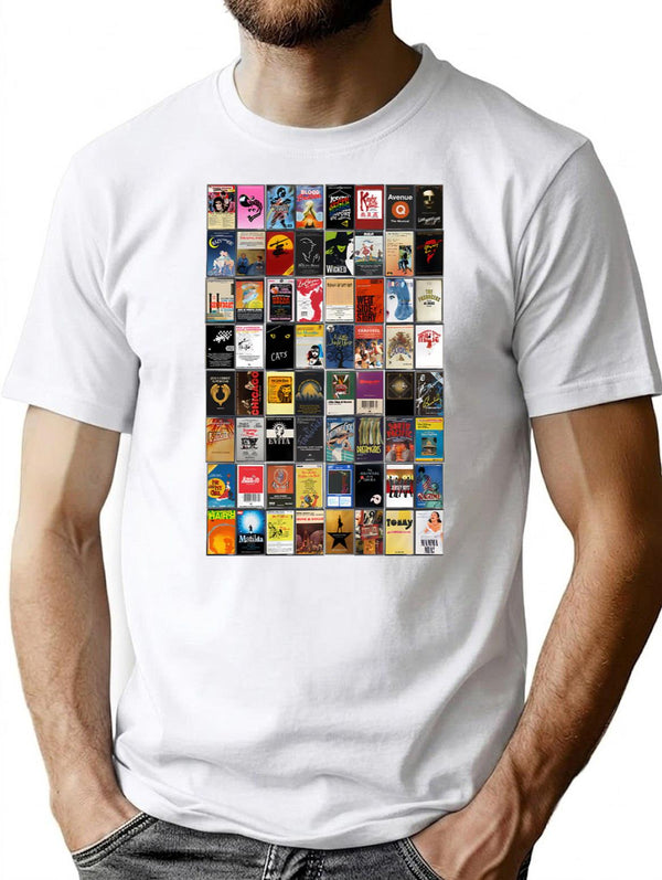 Greatest Musicals Of All Time - Vintage Cassette Album Cover Art T-Shirt for Men & Women, T-Shirts Graphic Tee - White