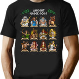 Greek Gods T-Shirt for Men & Women, T-Shirts Graphic Tee - Black