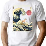 Greyhound Kanagawa Japanese Surfing Wave T-Shirt for Men & Women, T-Shirts Graphic Tee - White