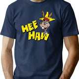 HEE Haw Wo Funny Premium Heavyweight Cotton T-Shirt - Navy