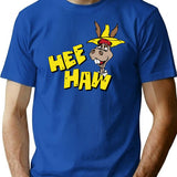 HEE Haw Wo Funny Premium Heavyweight Cotton T-Shirt - Blue