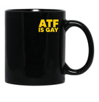 HTY AHS ATF is Gay Human Rights Equality Pride Pocket Print Black Coffee Mug, Gift Coffee Mug - Black