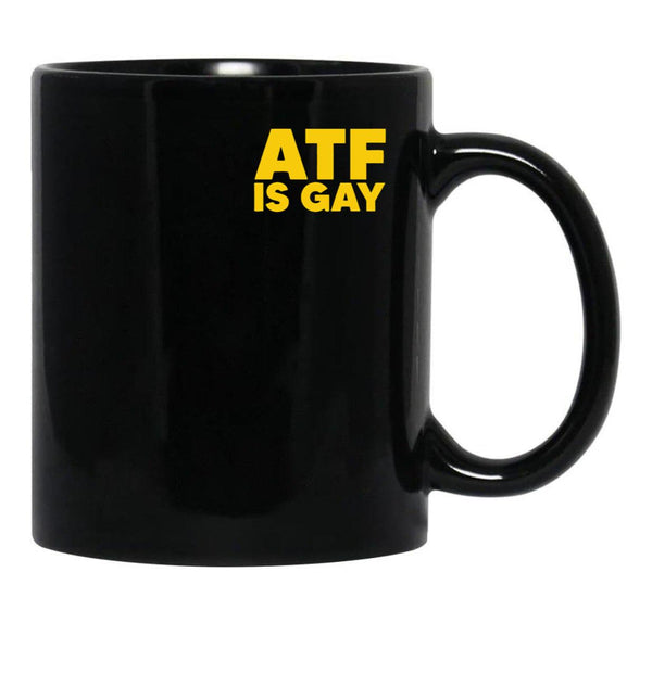 HTY AHS ATF is Gay Human Rights Equality Pride Pocket Print Black Coffee Mug, Gift Coffee Mug - Black
