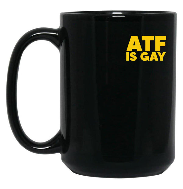 HTY AHS ATF is Gay Human Rights Equality Pride Pocket Print Black Coffee Mug, Gift Coffee Mug - Black