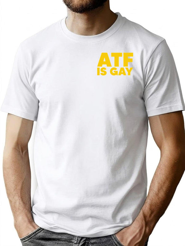 HTY AHS ATF is Gay Human Rights Equality Pride Pocket Print Premium Heavyweight Cotton T-Shirt - White
