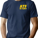 HTY AHS ATF is Gay Human Rights Equality Pride Pocket Print Premium Heavyweight Cotton T-Shirt - Navy