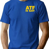 HTY AHS ATF is Gay Human Rights Equality Pride Pocket Print Premium Heavyweight Cotton T-Shirt - Blue