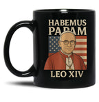 Habemus Papam Pope Leo Xiv American Flag Black Coffee Mug