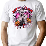 Halloween Art The Clown Pumpkin T-Shirt for Men & Women, T-Shirts Graphic Tee - White
