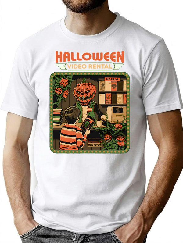 Halloween Video Rental T-Shirt for Men & Women, T-Shirts Graphic Tee - White