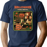 Halloween Video Rental T-Shirt for Men & Women, T-Shirts Graphic Tee - Navy