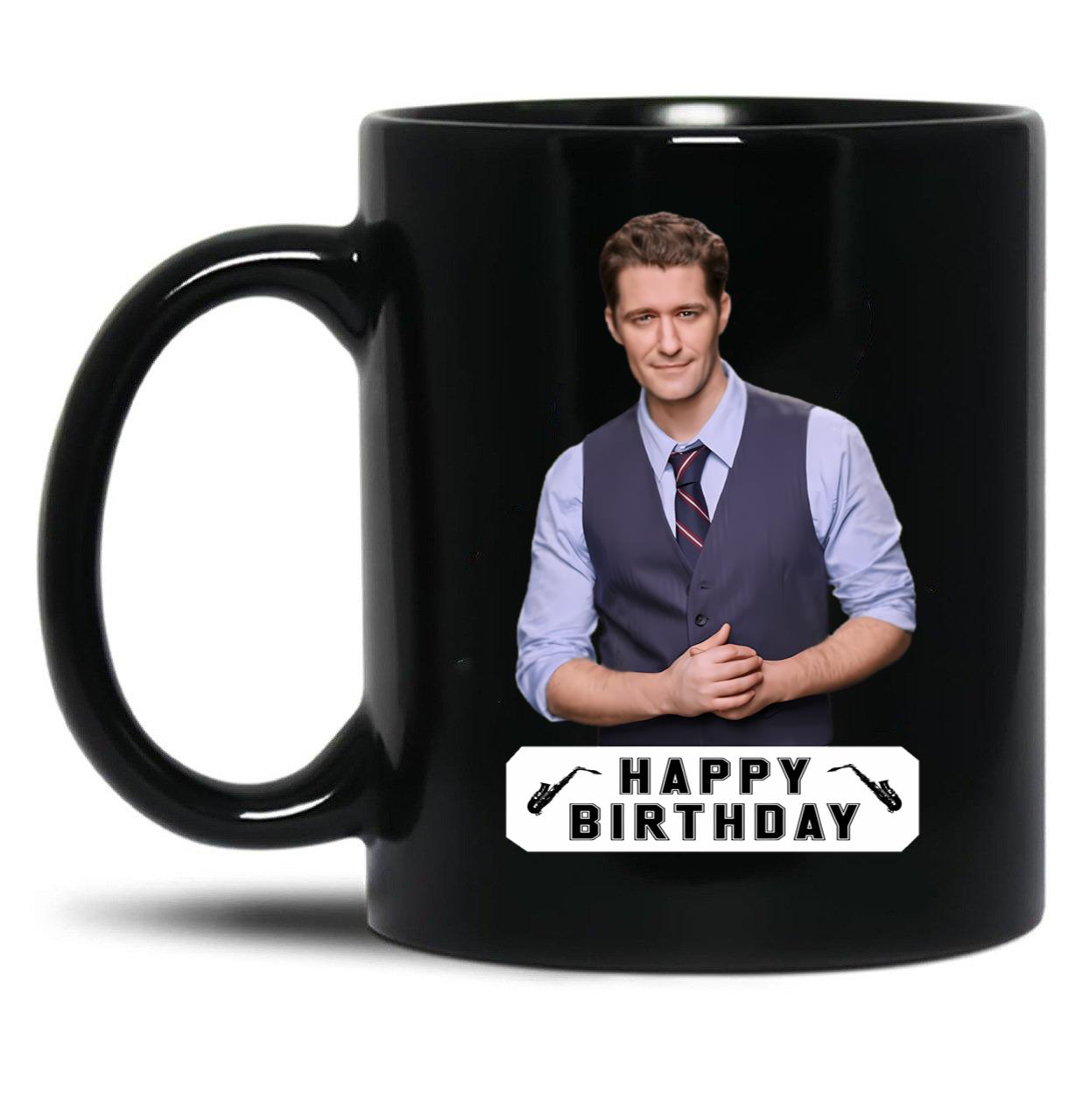 Happy Birthday Matthew Morrison Black Coffee Mug, Gift Coffee Mug