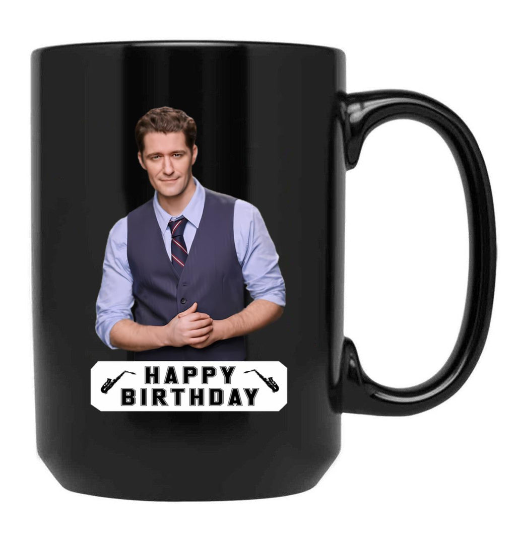 Happy Birthday Matthew Morrison Black Coffee Mug, Gift Coffee Mug