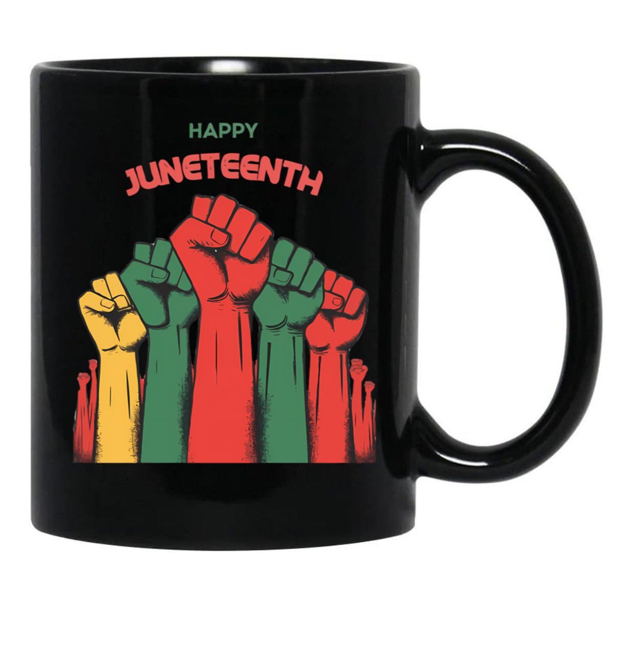 Happy Juneteenth Black Coffee Mug - Black