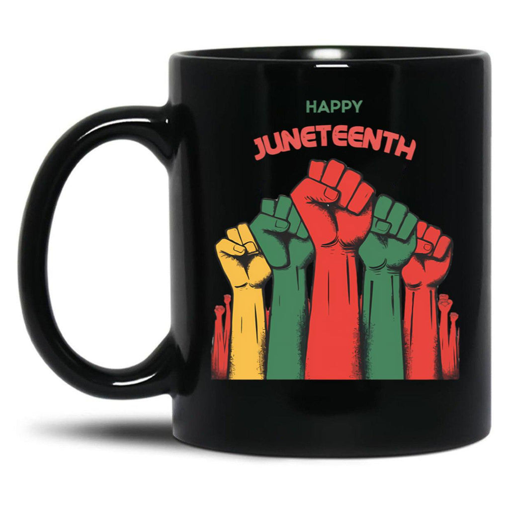 Happy Juneteenth Black Coffee Mug