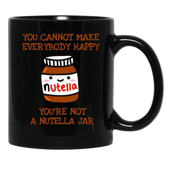 Happy Nutella Jar Black Coffee Mug, Gift Coffee Mug - Black