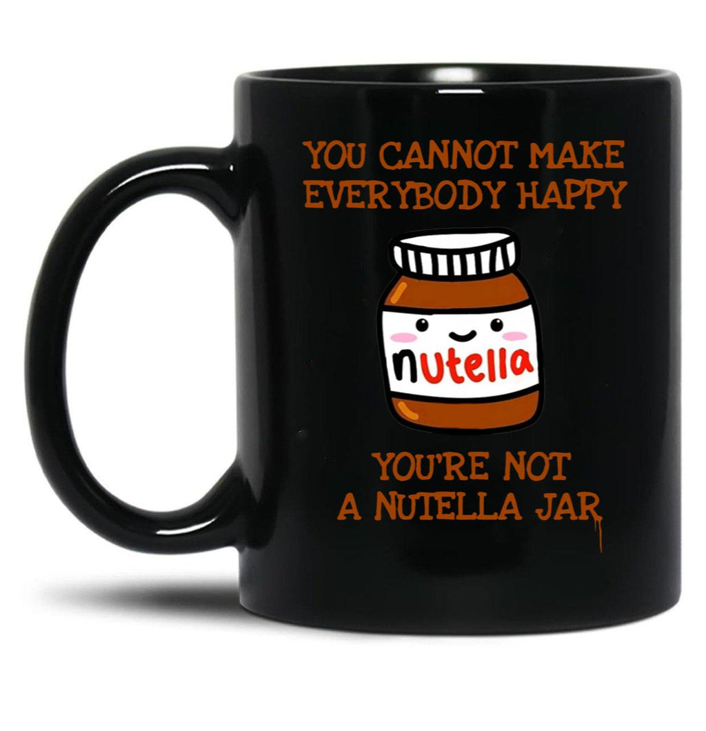 Happy Nutella Jar Black Coffee Mug, Gift Coffee Mug