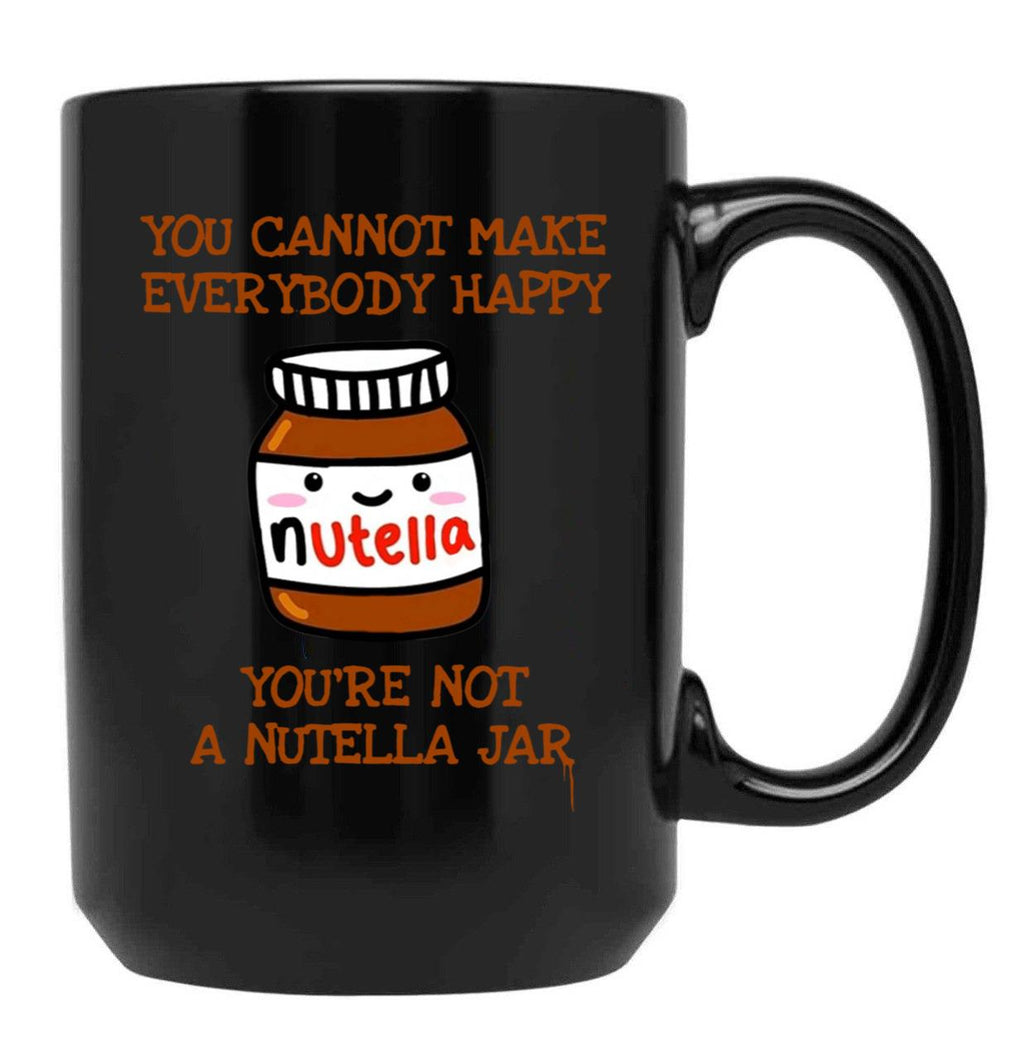 Happy Nutella Jar Black Coffee Mug, Gift Coffee Mug