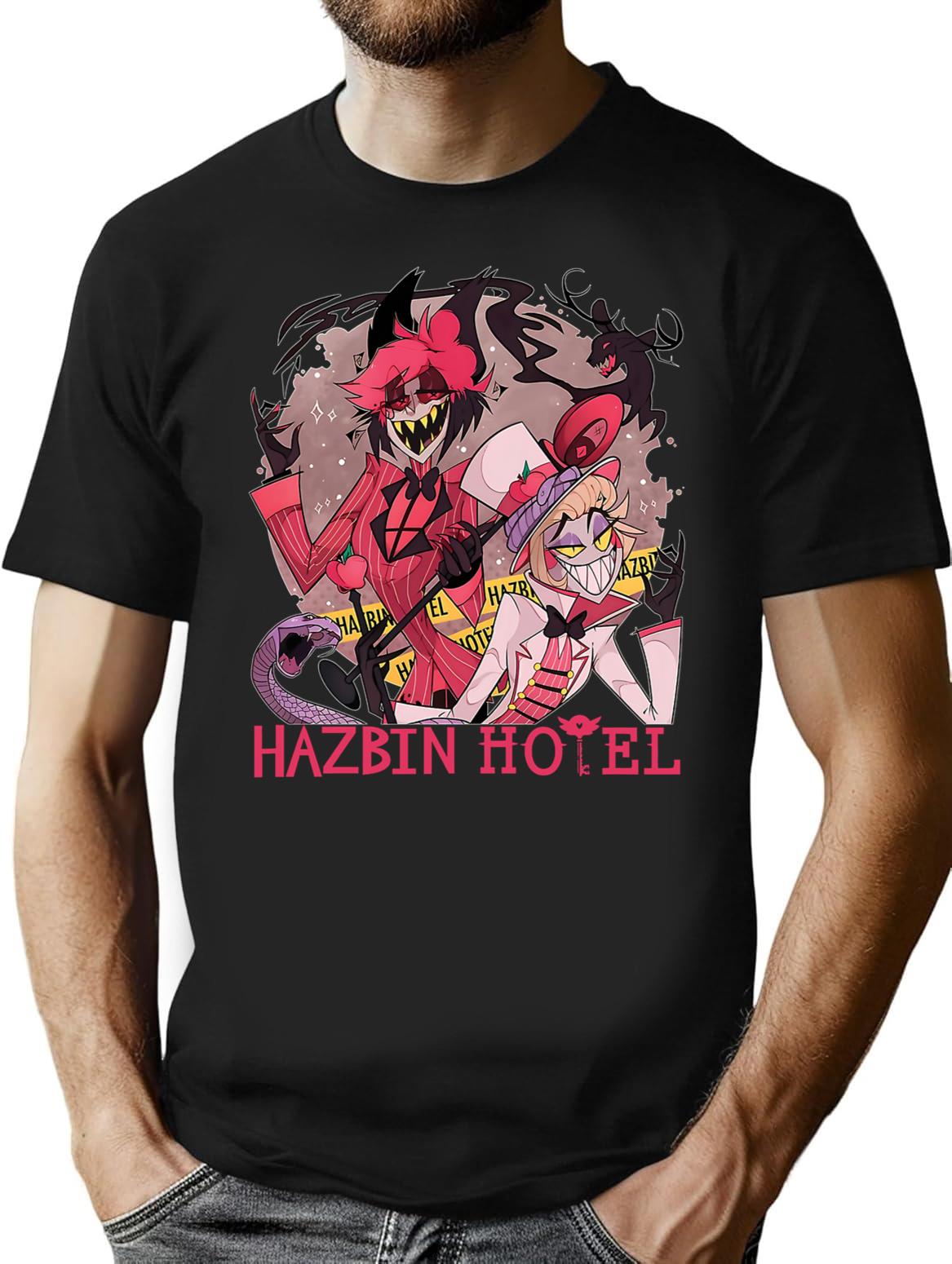 Hazbin Hotel Alastor and Lucifer Classic Premium Heavyweight Cotton T-Shirt - Black
