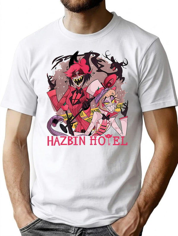 Hazbin Hotel Alastor and Lucifer Classic Premium Heavyweight Cotton T-Shirt - White