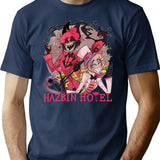 Hazbin Hotel Alastor and Lucifer Classic Premium Heavyweight Cotton T-Shirt - Navy