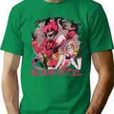 Hazbin Hotel Alastor and Lucifer Classic Premium Heavyweight Cotton T-Shirt - Green