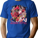 Hazbin Hotel Alastor and Lucifer Classic Premium Heavyweight Cotton T-Shirt - Blue