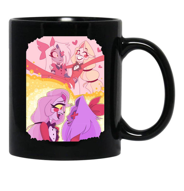 Hazbin Hotel - Vaggie And Charlie Painting Black Coffee Mug, Gift Coffee Mug - Black