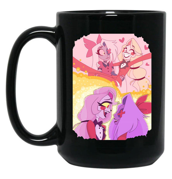 Hazbin Hotel - Vaggie And Charlie Painting Black Coffee Mug, Gift Coffee Mug - Black