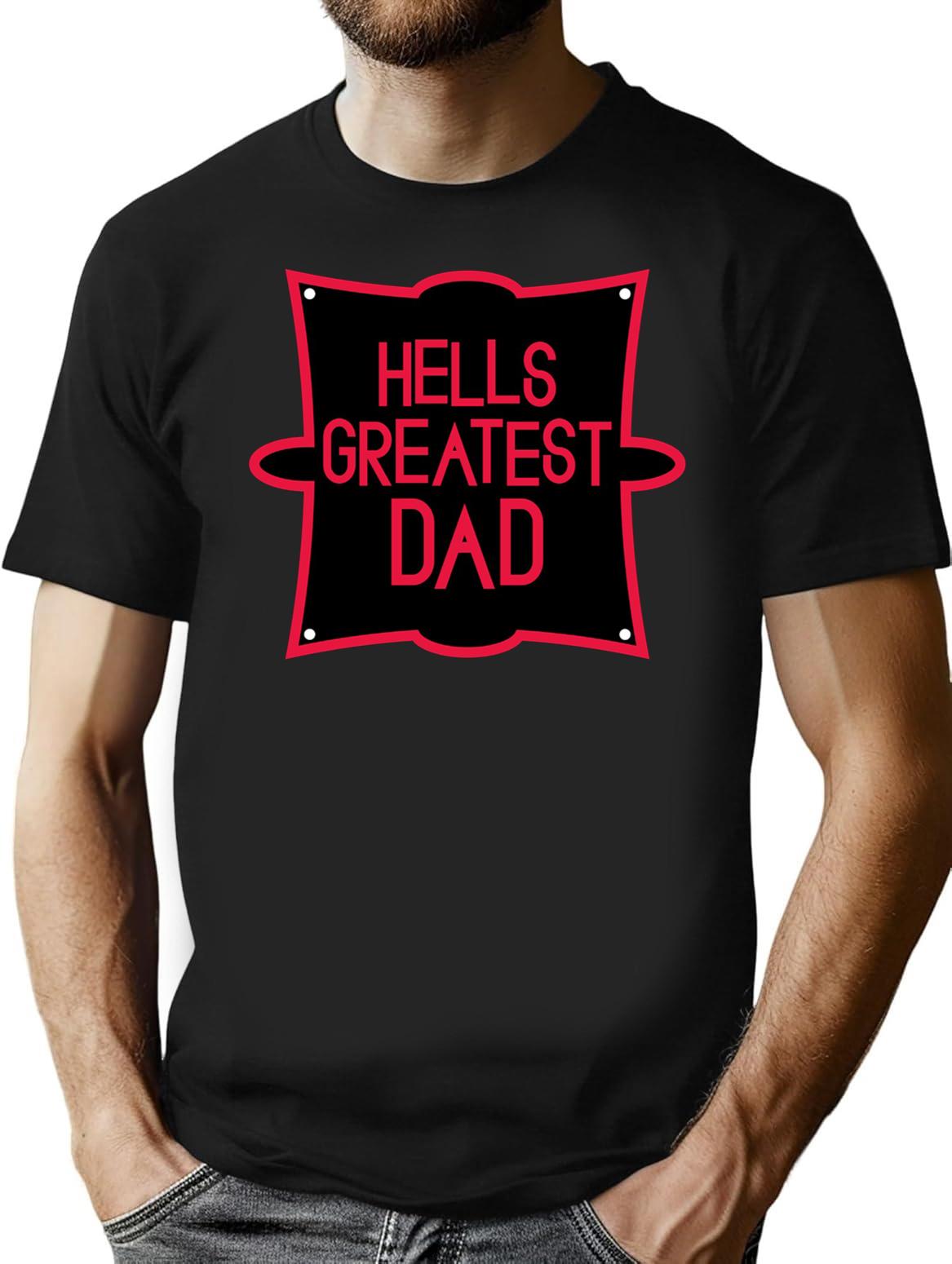 Hell’s Greatest Dad - Parody Shirt Classic Premium Heavyweight Cotton T-Shirt - Black
