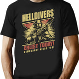 Helldivers 2 Enlistment Tee - Join The Fight for Democracy Premium Heavyweight Cotton T-Shirt - Black