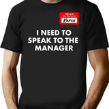 Hello My Name Is Karen I Need To Speak To Manager Funny Halloween Costume T-Shirt for Men & Women, T-Shirts Graphic Tee - Black